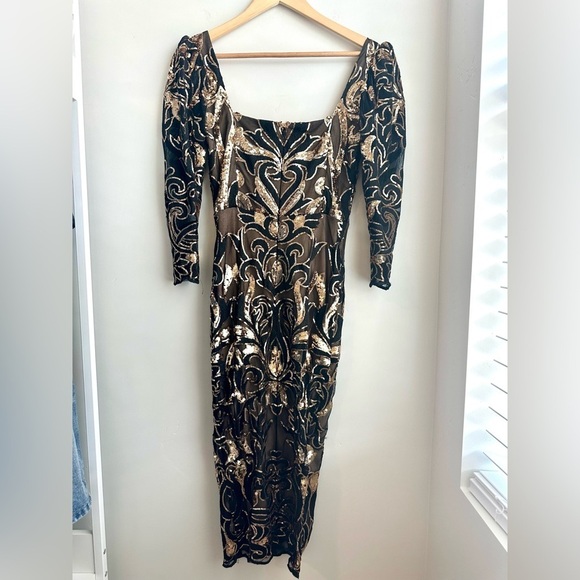 Goddiva Sequin Swirl Midi Dress - Picture 4 of 4